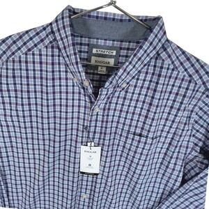 NWT Haggar Men's Stretch Technology Button Up Shirt Plaid Comfort‎ Fabric XL